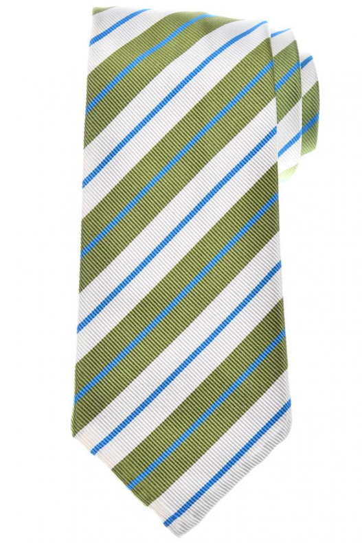 Cesare Attolini 'Unlined' Silk Tie Green Blue Stripe