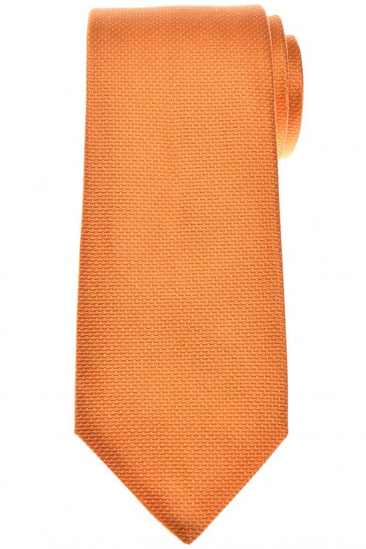 Isaia Napoli 7 Fold Tie Silk Orange Micro
