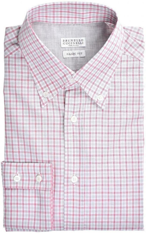 Brunello Cucinelli Shirt Basic-Fit Cotton Linen Size XXLarge Red