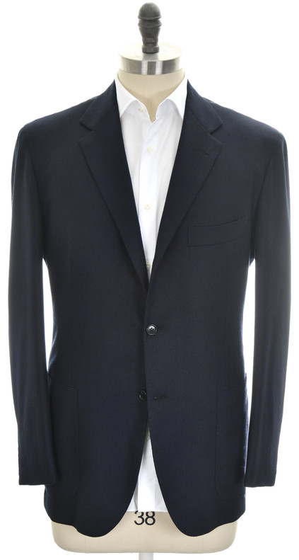 Kiton Sport Coat Jacket Wool Size 44 Navy Blue