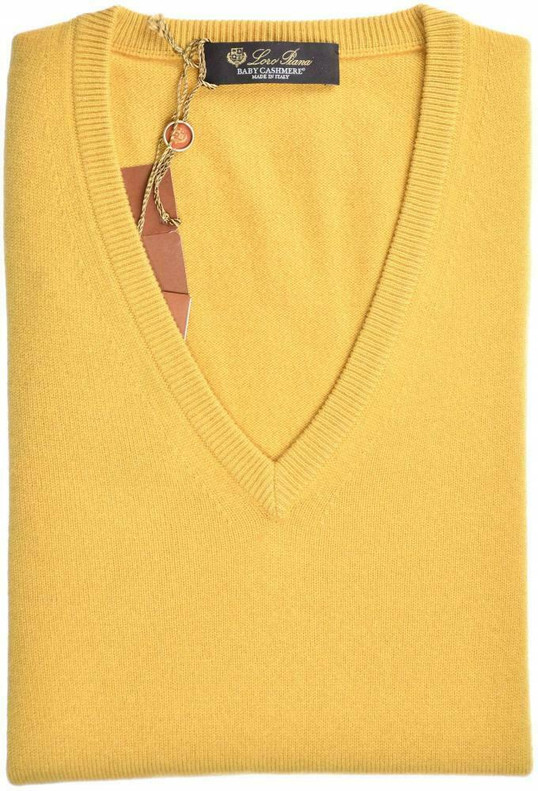 Loro Piana Sweater V-Neck Baby Cashmere Size 3XLarge Yellow