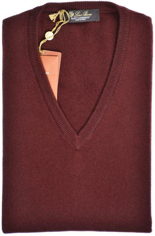 Loro Piana Sweater V-Neck Baby Cashmere Size XXLarge Dark Brown