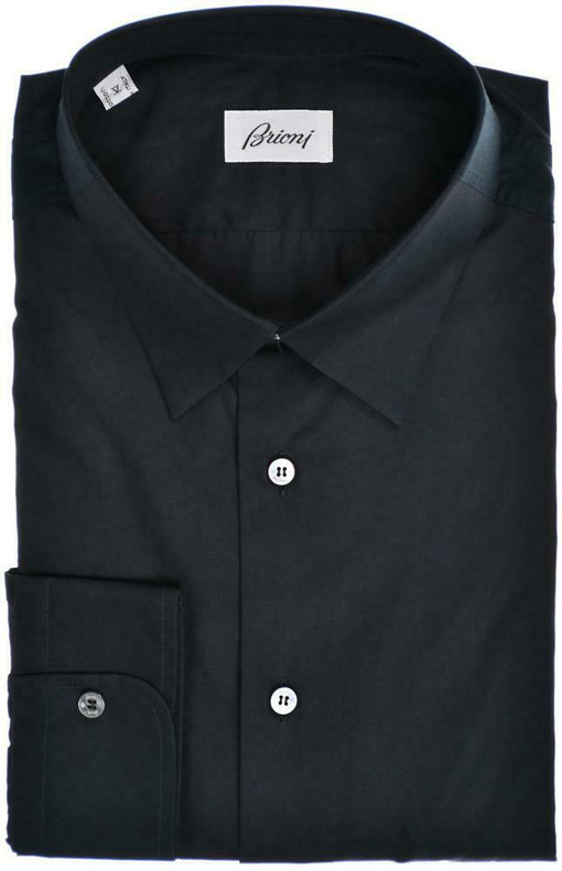 Brioni Dress Shirt Superfine Cotton Size XLarge Black