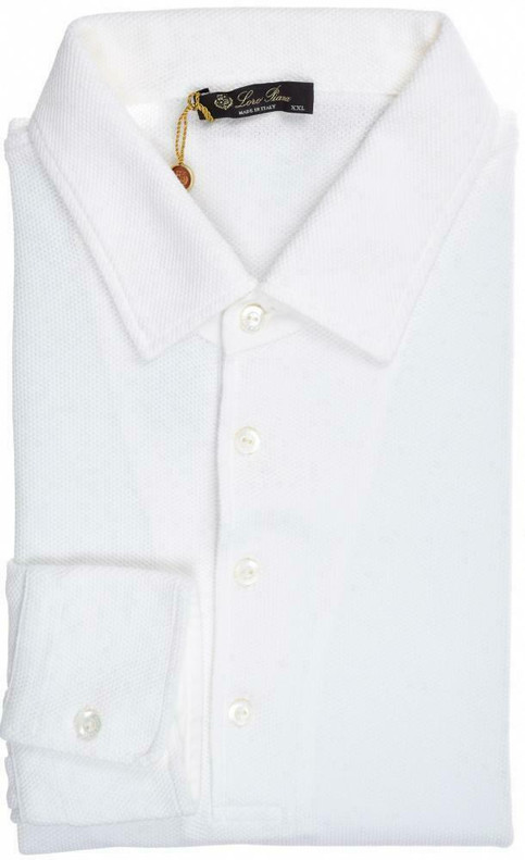 Loro Piana Polo Shirt Long Sleeve Cotton Size XXLarge Off White Loro Piana Polo Shirt Long Sleeve Cotton Size XXLarge Off White