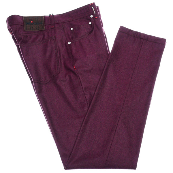 Kiton 5 Pocket Jeans Wool Size 36 Bordeaux Red