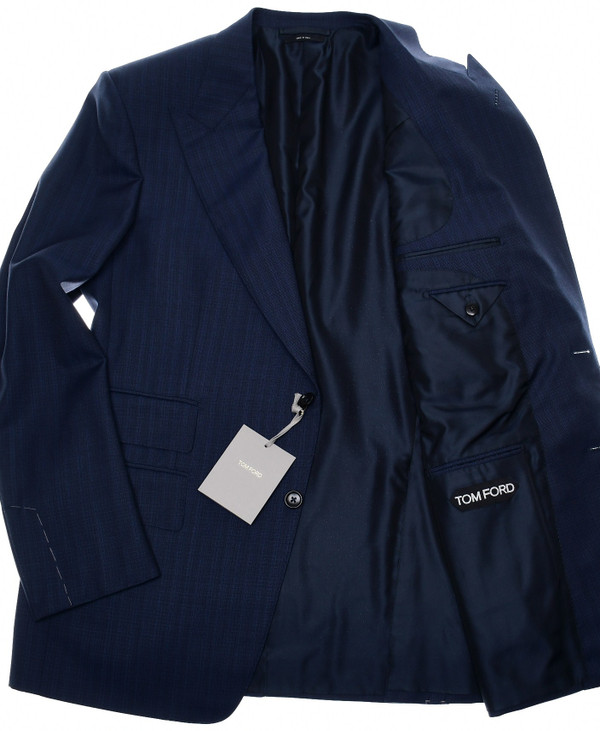 Tom Ford Windsor Suit Wool Size 44 Blue Tonal Stripe