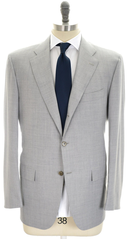 Kiton Napoli Suit Fine Wool Size 46 Gray Solid
