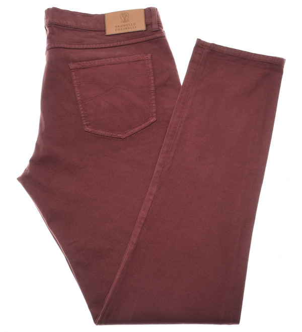 Brunello Cucinelli Five Pocket Jeans Size 40 Bordeaux Red