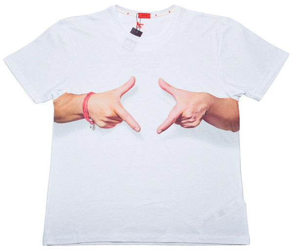 Isaia Hand Gesture T-Shirt Fine Cotton Jersey Size XXLarge White