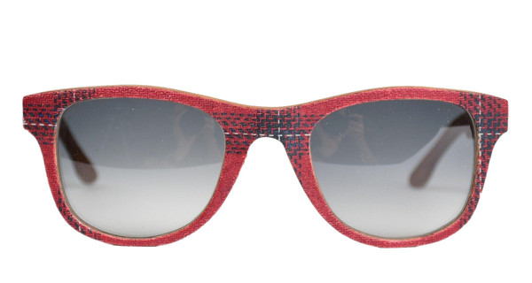 Isaia Eyewear Sunglasses Fabric Effect Painted Wood Red