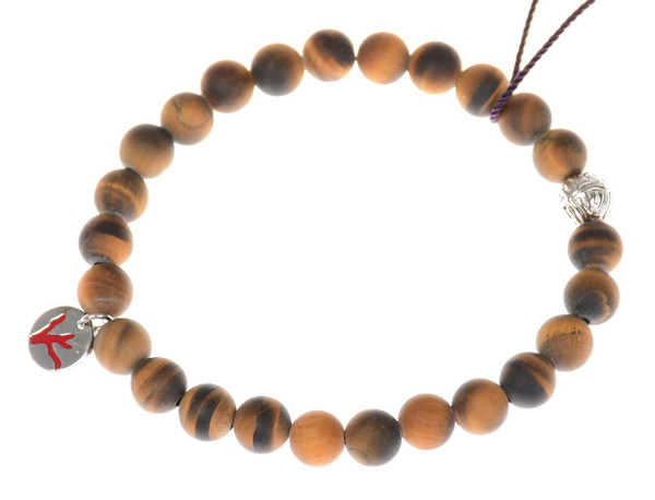 Isaia Coral Bead Bracelet Brown Tiger's Eye Silver