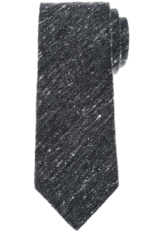 Isaia Napoli Silk Tie Gray Tweed Solid