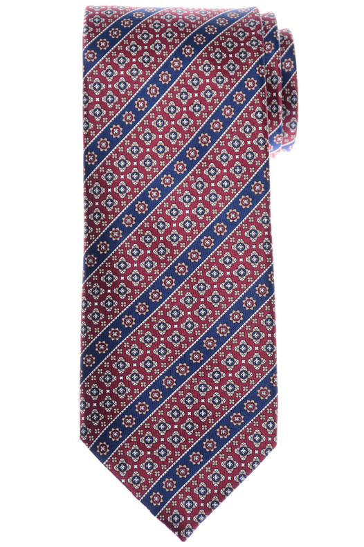 Stefano Ricci Silk Tie Red Blue Brown Stripe