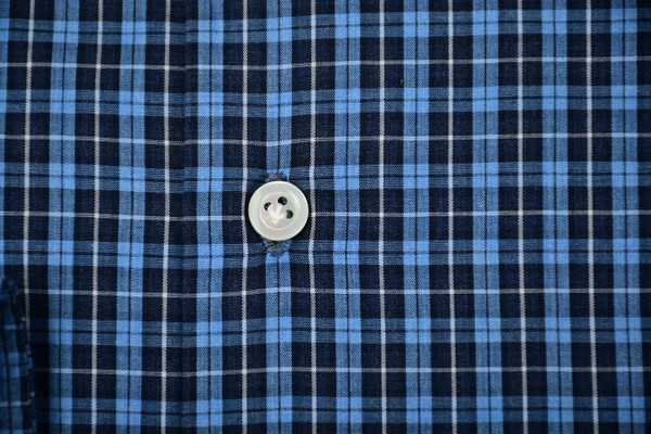 Luigi Borrelli Shirt Cotton Size 17 Blue Check 05SH0159