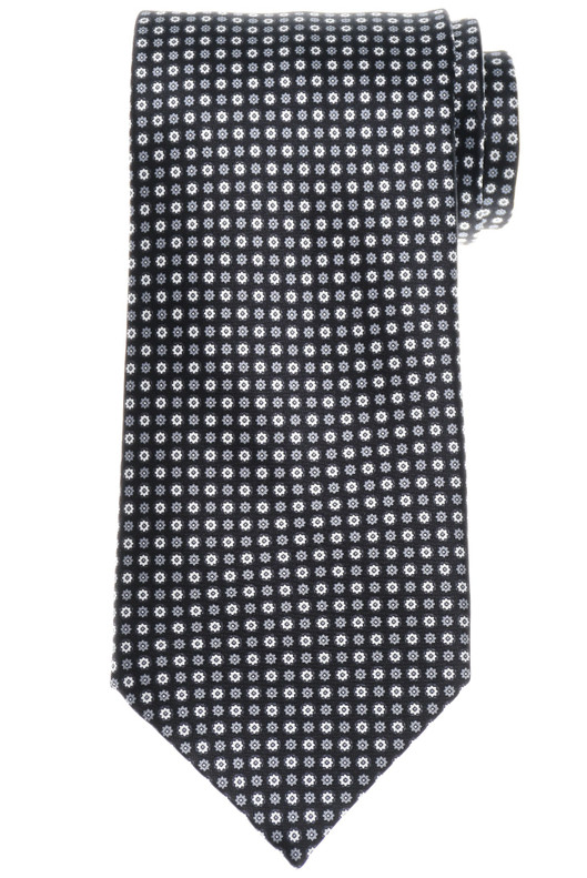 Stefano Ricci Silk Tie Black Gray Geometric Print