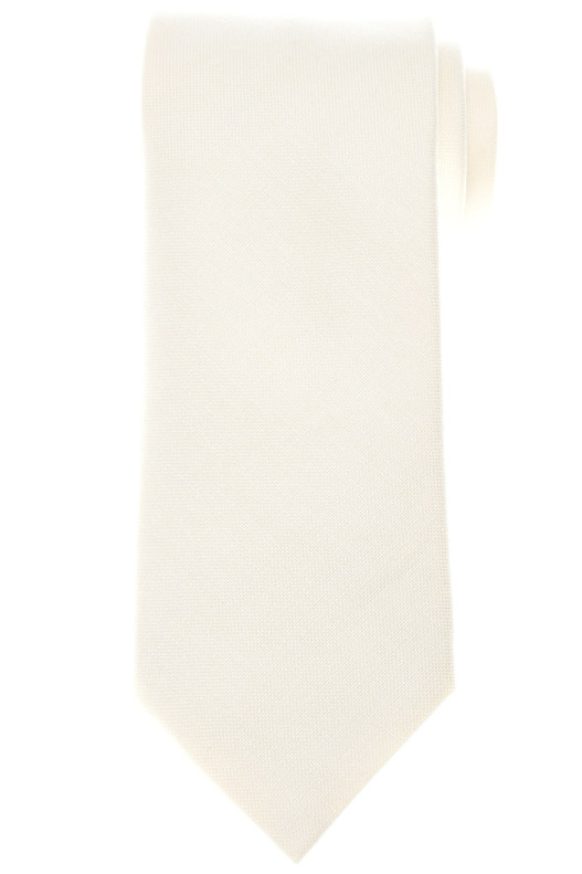 Stefano Ricci Extra Long Silk Tie Ivory Solid
