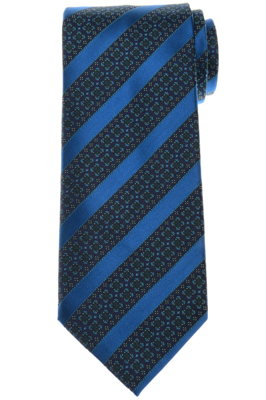 Luxury Collection Stefano Ricci Silk Tie Blue Yellow Stripe With Swarovski Crystal