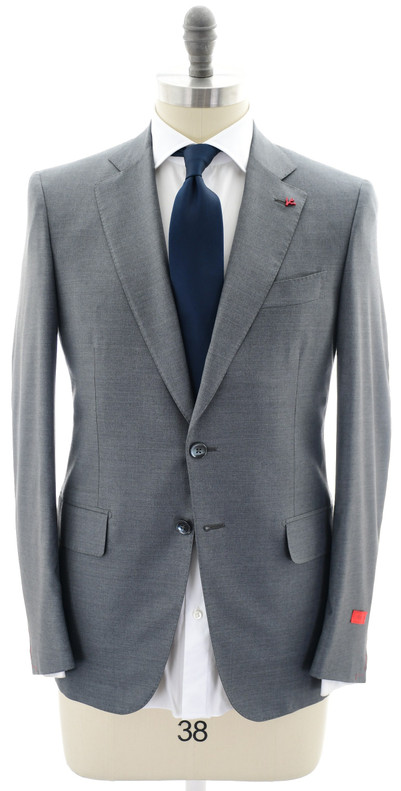 Isaia Napoli Suit 'Gregorio' Aquaspider Wool 160's Size 42 Gray