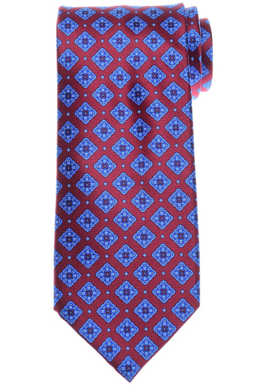 Stefano Ricci Silk Tie Dark Red Blue Medallion