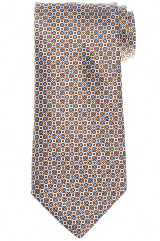 Stefano Ricci Silk Tie Brown Blue Geometric