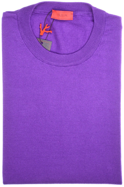 Isaia Sweater Crewneck Fine Cotton Size Large Purple