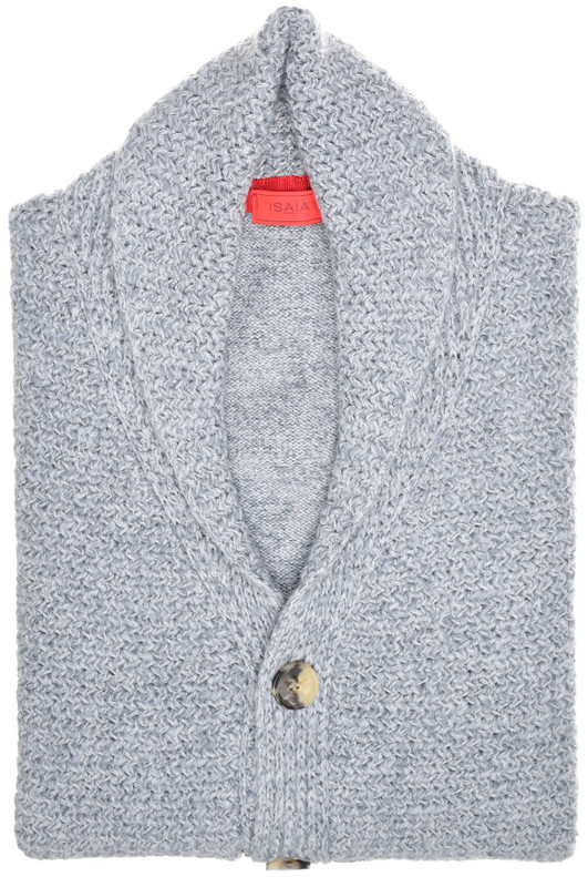 Isaia Sweater Cardigan Wool Merino Soft Knit Size Medium Gray