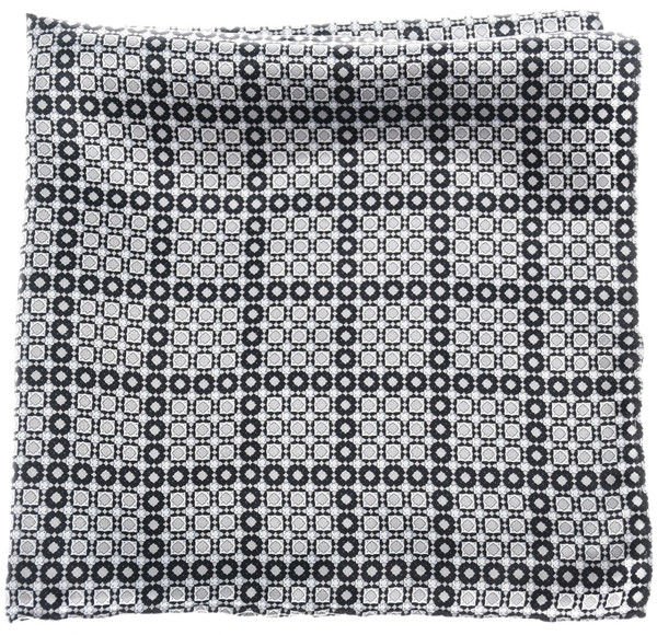 Stefano Ricci Silk Pocket Square Black Gray Geometric