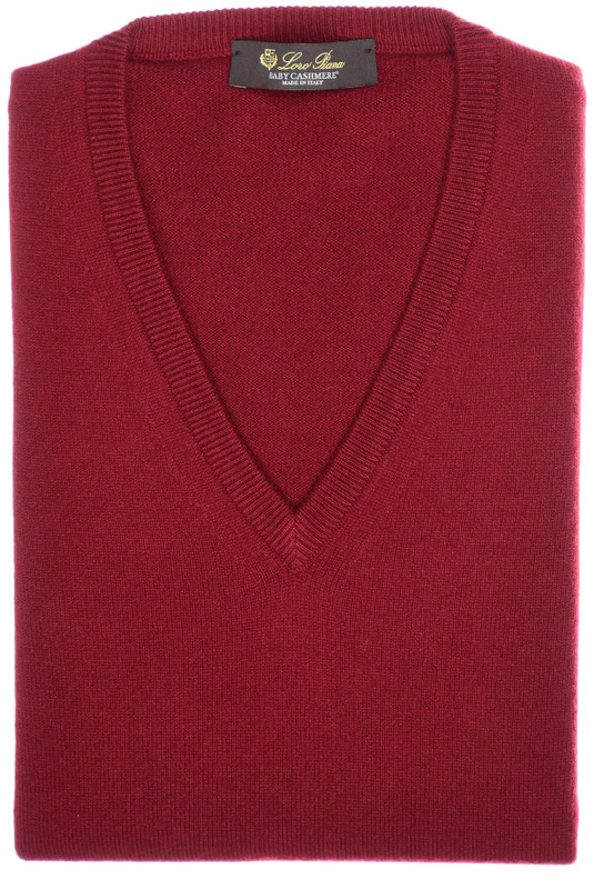 Loro Piana Sweater Classic V-Neck Baby Cashmere Burgundy