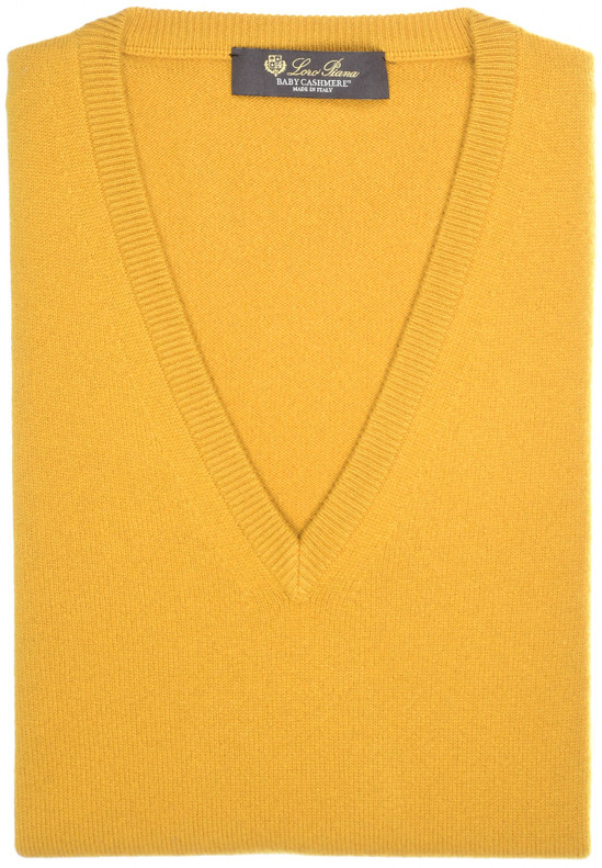 Loro Piana Sweater Classic V-Neck Baby Cashmere Yellow