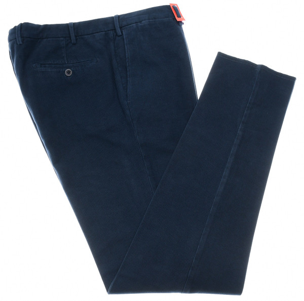 Isaia Dress Pants Cotton Stretch Size 40 Blue Micro