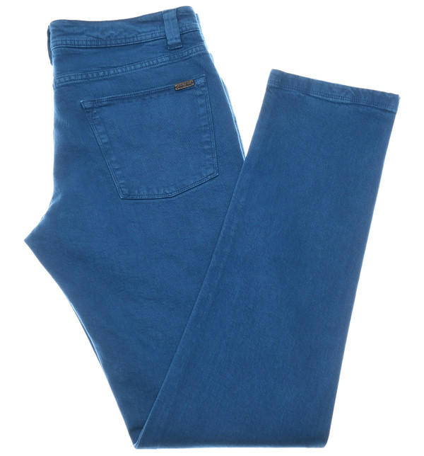 Loro Piana 5 Tasche Slim Denim Jeans Cotton Stretch Teal Blue