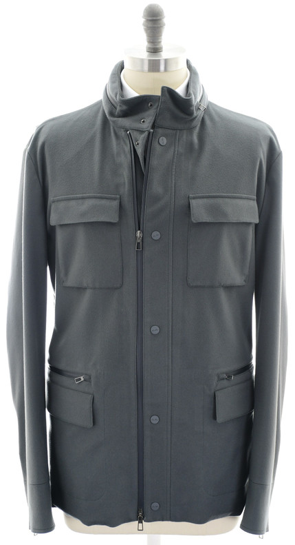 Loro Piana Shieldey Field Jacket Coat Storm System® Cashmere Gray
