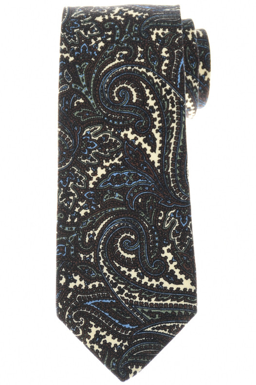 Luigi Borrelli Royal Collection Tie Wool Brown Paisley