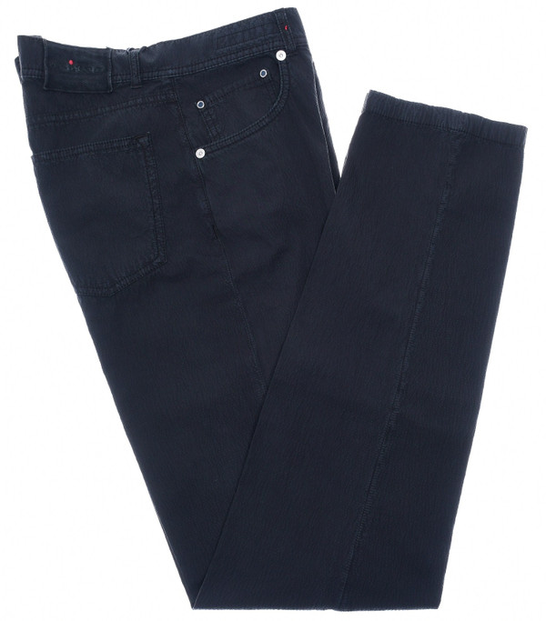 Kiton 5 Pocket Jeans Cotton Stretch Seersucker Black