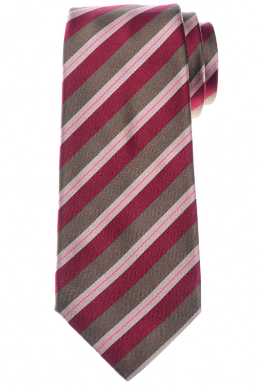 Kiton Tie Silk Burgundy Stripe