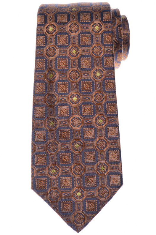 Kiton Tie Silk Brown Medallion