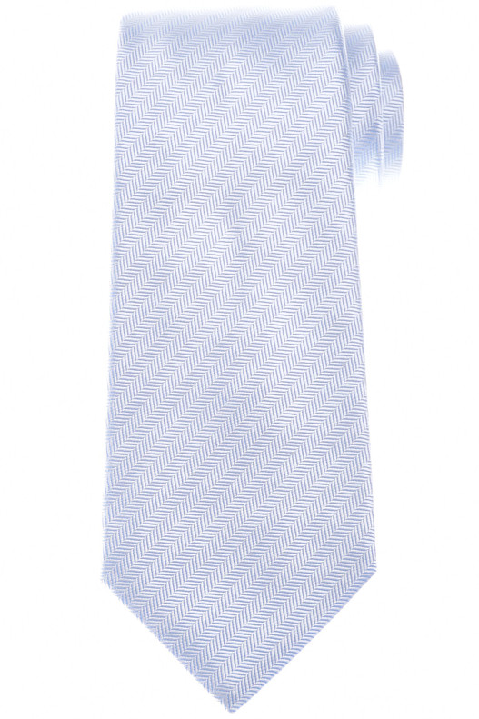 Kiton Tie Silk Silver Gray Herringbone