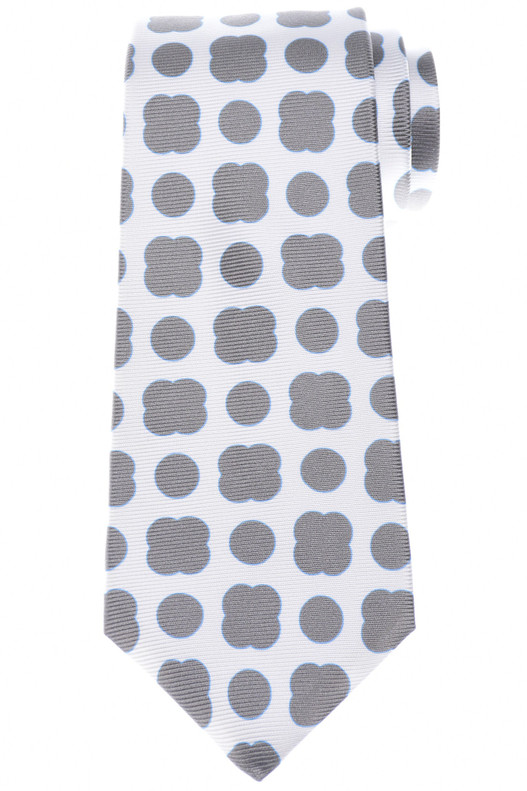 Kiton Tie Silk Gray Medallion