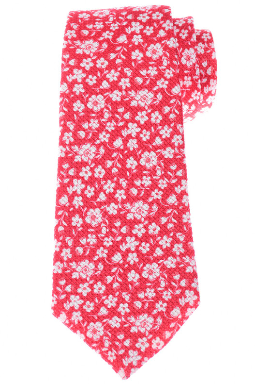 Kiton Tie Silk Red Floral