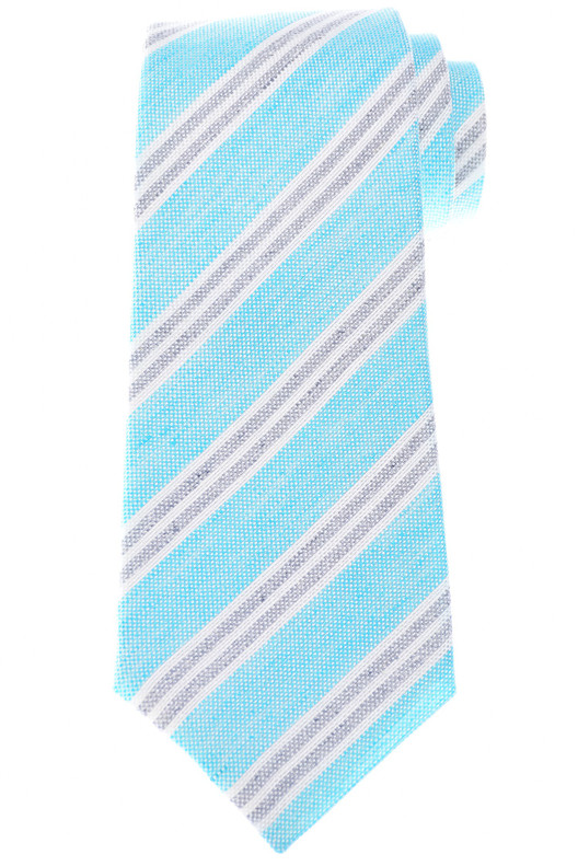 Kiton Tie Silk Blue Stripe