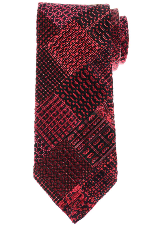 Stefano Ricci Patchwork Pleated Tie Red