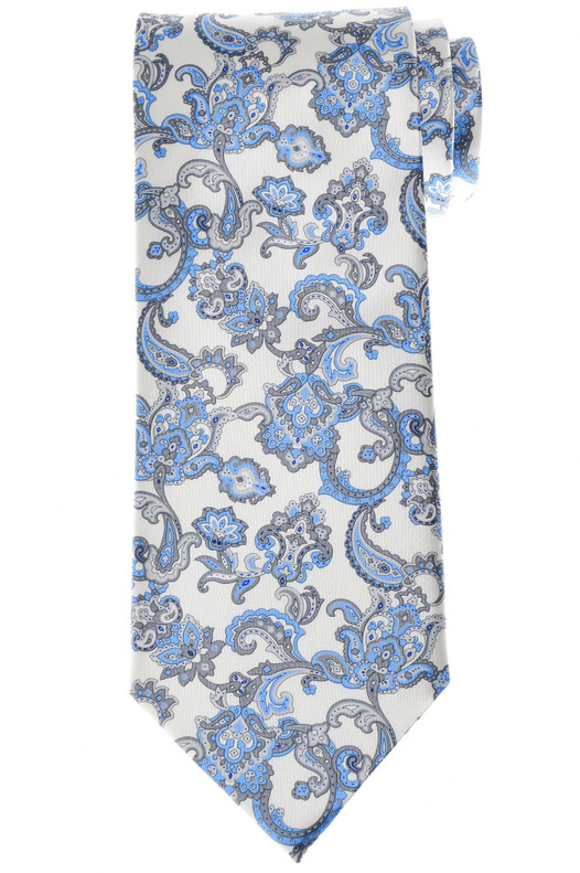 Stefano Ricci Tie White Blue Paisley