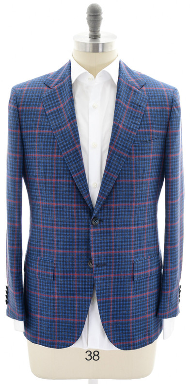 Kiton Sport Coat Jacket Blue Check