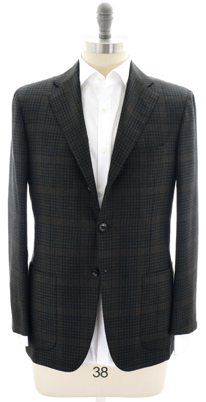 Kiton Sport Coat Jacket Green Check