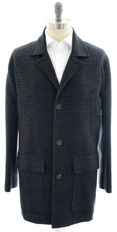 Brunello Cucinelli Coat Wool Gray Plaid