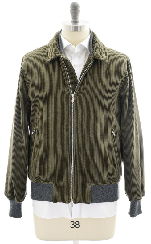 Brunello Cucinelli Aviatotor Jacket Thermore Corduroy Green