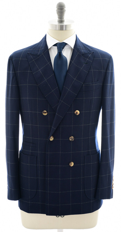 Brunello Cucinelli Suit Double breasted Blue WIndowpane
