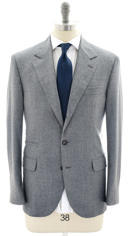 Brunello Cucinelli Suit Wool Flannel Gray Stripe