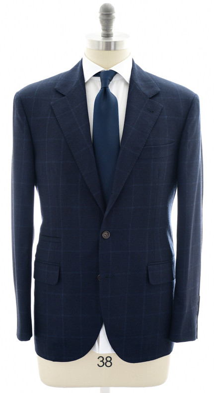 Brunello Cucinelli Suit Wool Blue Windowpane