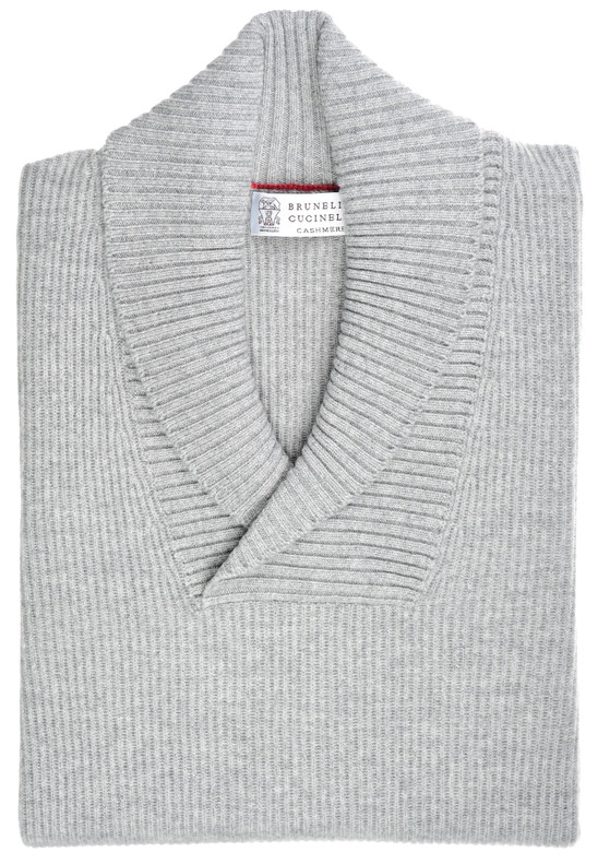 Brunello Cucinelli Shawl Sweater Gray